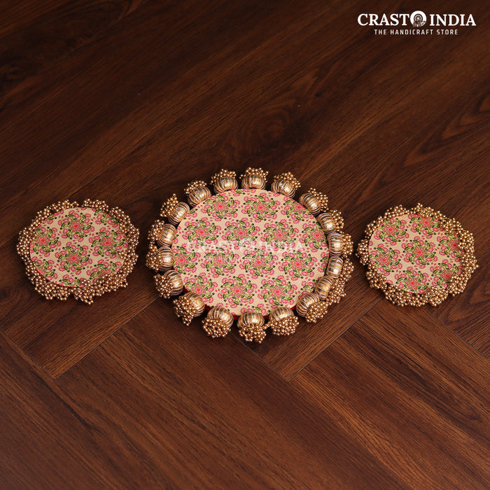 CRASTO INDIA HANDCRAFTED REVERSIBLE FESTIVE RANGOLI #72 - 3 PC SET