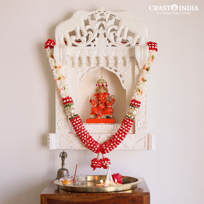 CRASTO INDIA HANDCRAFTED CLOTH PETALS WITH RIBBON AND GOLDEN BALL MALA