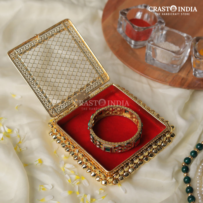 (PACK OF 2) CRASTO INDIA HANDCRAFTED GHUNGHROO BANGLE BOX SQUARE