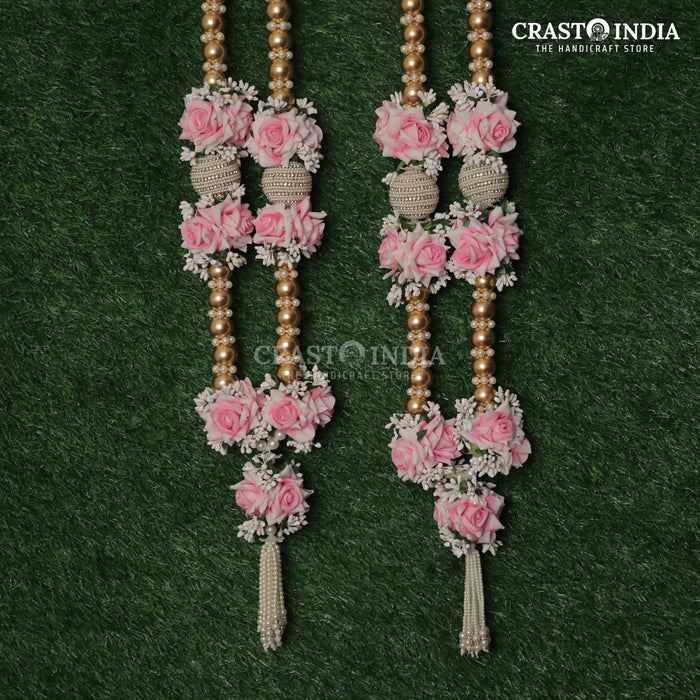 CRASTO INDIA HANDCRAFTED ROSE AND BEADED BALL MALA FOR WEDDING (1 PC)