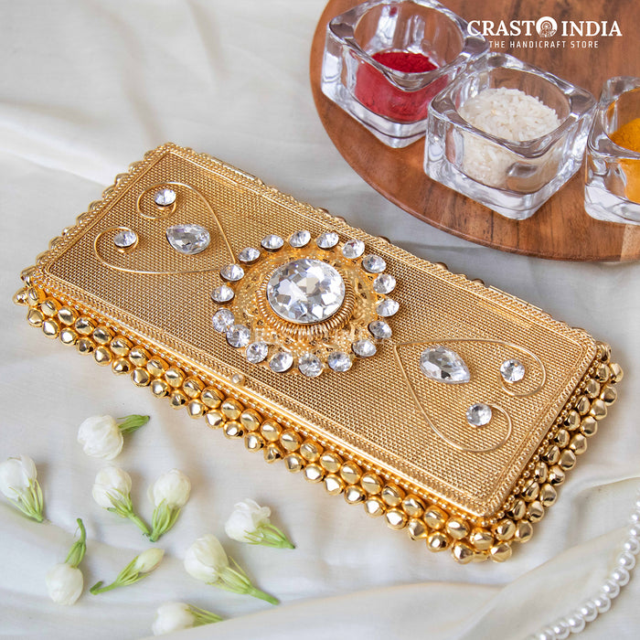 (PACK OF 2 PCS) CRASTO INDIA HANDCRAFTED GHUNGHROO JEWELLERY CASH BOX WITH STONEWORK