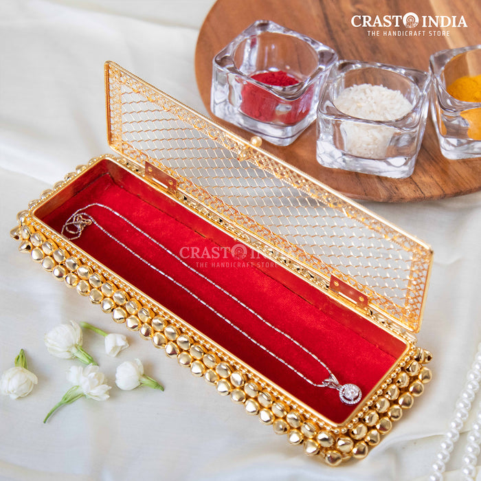 (PACK OF 2 PCS) CRASTO INDIA HANDCRAFTED GHUNGHROO JEWELLERY CHAIN BOX WITH VELVET