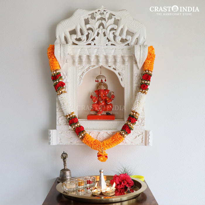 CRASTO INDIA HANDCRAFTED RIBBON GARLAND WITH VELVET ROSES