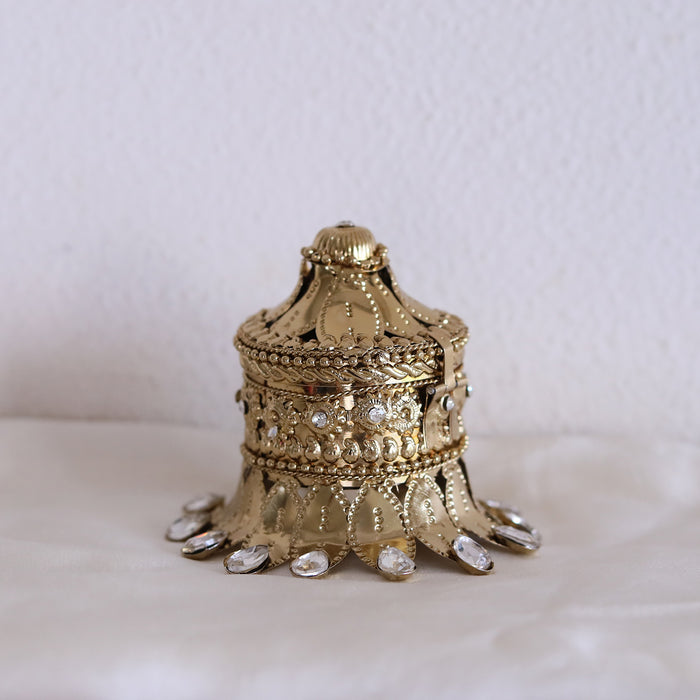 PACK OF 2 - CRASTO INDIA HANDCRAFTED STONE PETAL STAND WITH PETAL TOP SINDOOR DABBI