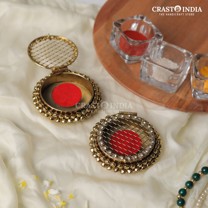 PACK OF 3 PCS - CRASTO INDIA HANDCRAFTED GHUNGHROO VELVET COIN BOX ROUND