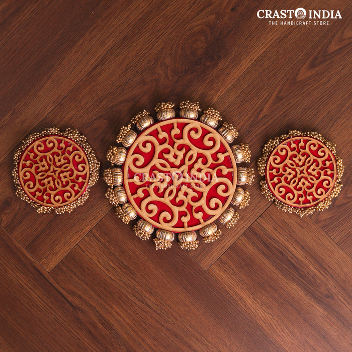 CRASTO INDIA HANDCRAFTED REVERSIBLE FESTIVE RANGOLI #72 - 3 PC SET