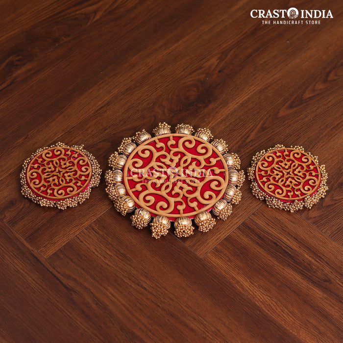 CRASTO INDIA HANDCRAFTED REVERSIBLE FESTIVE RANGOLI #72 - 3 PC SET