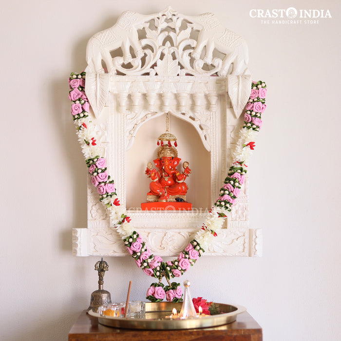 CRASTO INDIA HANDCRAFTED VELVET ROSE WITH CLOTH PETALS & TAGAR MALA