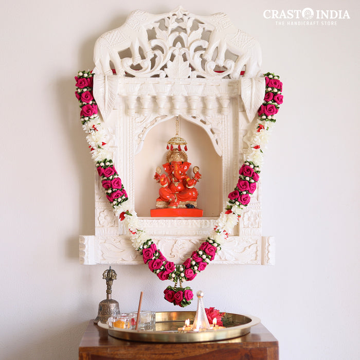 CRASTO INDIA HANDCRAFTED VELVET ROSE WITH CLOTH PETALS & TAGAR MALA