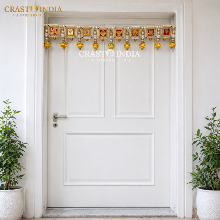 CRASTO INDIA HANDCRAFTED ASHTAMANGAL FESTIVE TORAN #02 (1 PC)