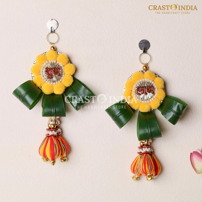 CRASTO INDIA HANDCRAFTED FESTIVE COMBO SET #1 (TORAN, SIDE HANGING, SHUBH LABH AND RANGOLI)