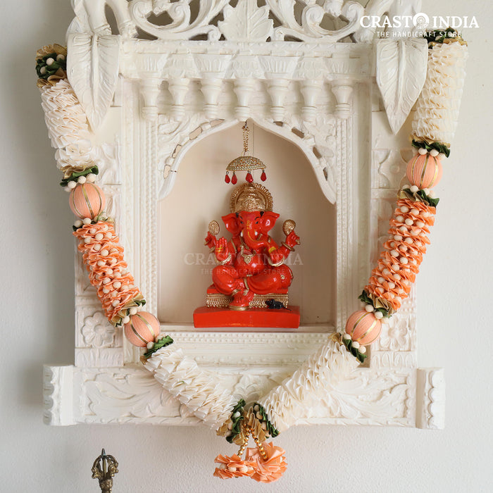 CRASTO INDIA HANDCRAFTED RIBBON GARLAND WITH CHAKRI, THREADED BALL