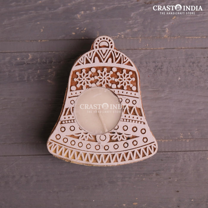 CRASTO INDIA HANDCRAFTED FESTIVE WOODEN BLOCK DIYA #61 (PAIR)