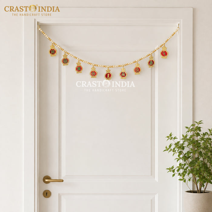 CRASTO INDIA HANDCRAFTED ASHTAMANGAL FESTIVE TORAN #08 (1 PC)