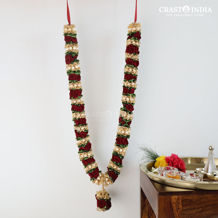CRASTO INDIA HANDCRAFTED RED VELVET ROSE GARLAND