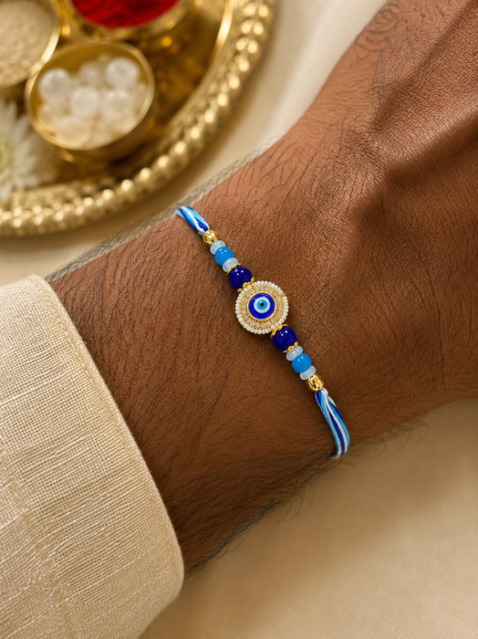 CRASTO INDIA HANDCRAFTED FESTIVE INFINTY EVIL EYE RAKHI # 50