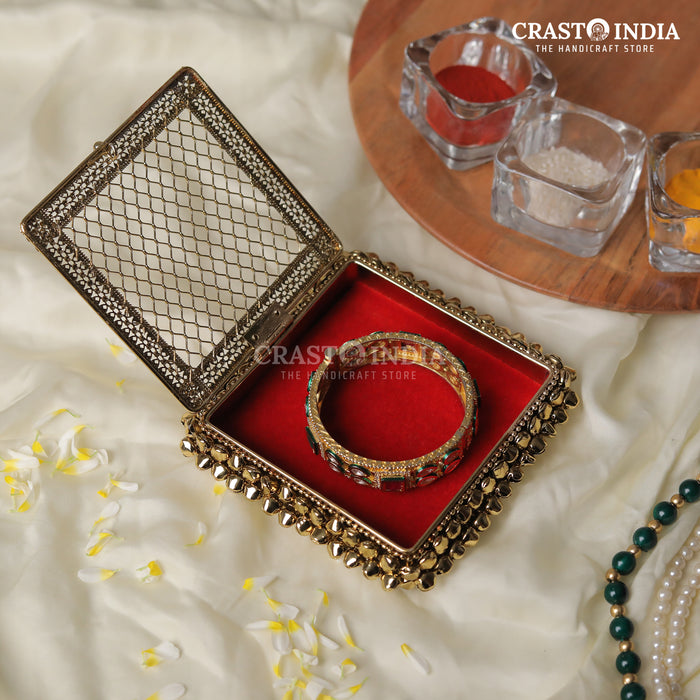 (PACK OF 2) CRASTO INDIA HANDCRAFTED GHUNGHROO BANGLE BOX SQUARE