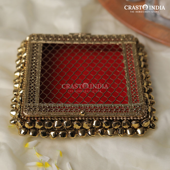 (PACK OF 2) CRASTO INDIA HANDCRAFTED GHUNGHROO BANGLE BOX SQUARE
