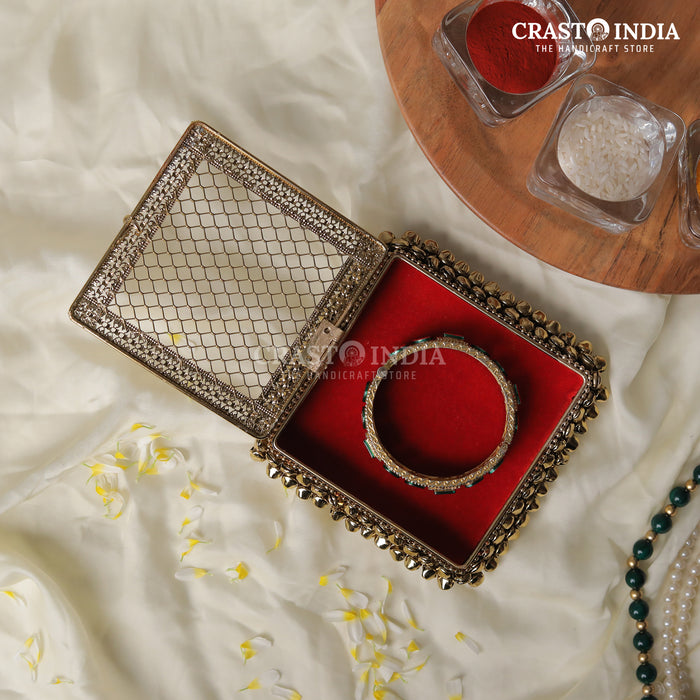 (PACK OF 2) CRASTO INDIA HANDCRAFTED GHUNGHROO BANGLE BOX SQUARE