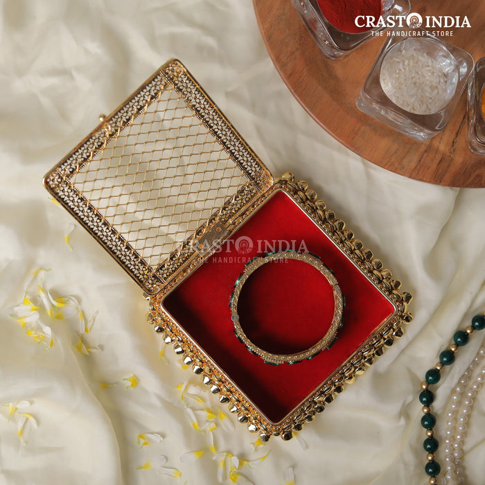 (PACK OF 2) CRASTO INDIA HANDCRAFTED GHUNGHROO BANGLE BOX SQUARE