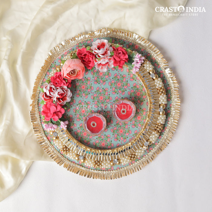 CRASTO INDIA HANDCRAFTED PICHWAI FLORAL ENGAGEMENT PLATTER #10