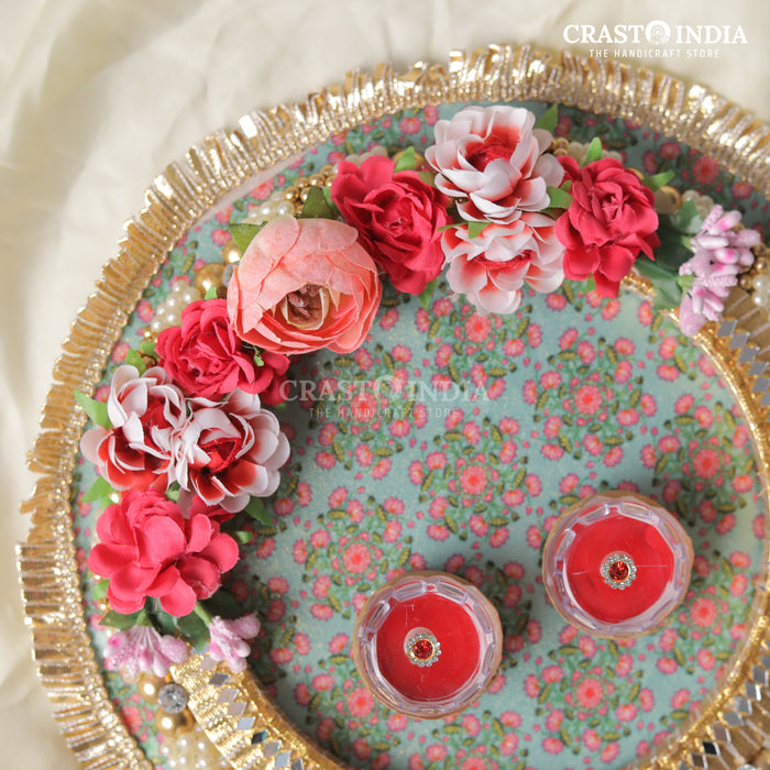 CRASTO INDIA HANDCRAFTED PICHWAI FLORAL ENGAGEMENT PLATTER #10