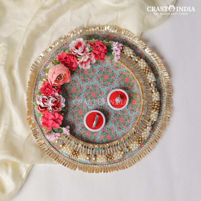 CRASTO INDIA HANDCRAFTED PICHWAI FLORAL ENGAGEMENT PLATTER #10