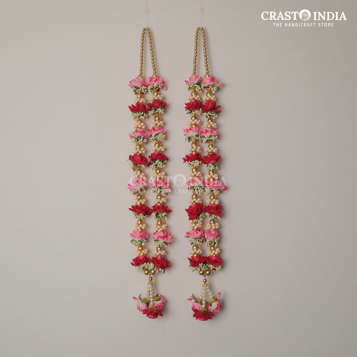 CRASTO INDIA HANDCRAFTED PINK-RED ROSE MALA FOR WEDDING (1 PC)