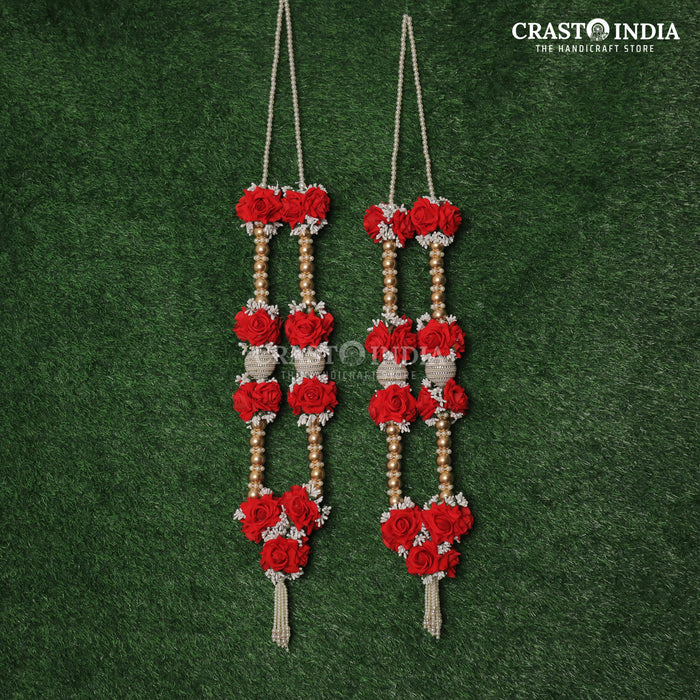 CRASTO INDIA HANDCRAFTED ROSE AND BEADED BALL MALA FOR WEDDING (1 PC)
