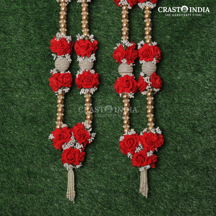 CRASTO INDIA HANDCRAFTED ROSE AND BEADED BALL MALA FOR WEDDING (1 PC)