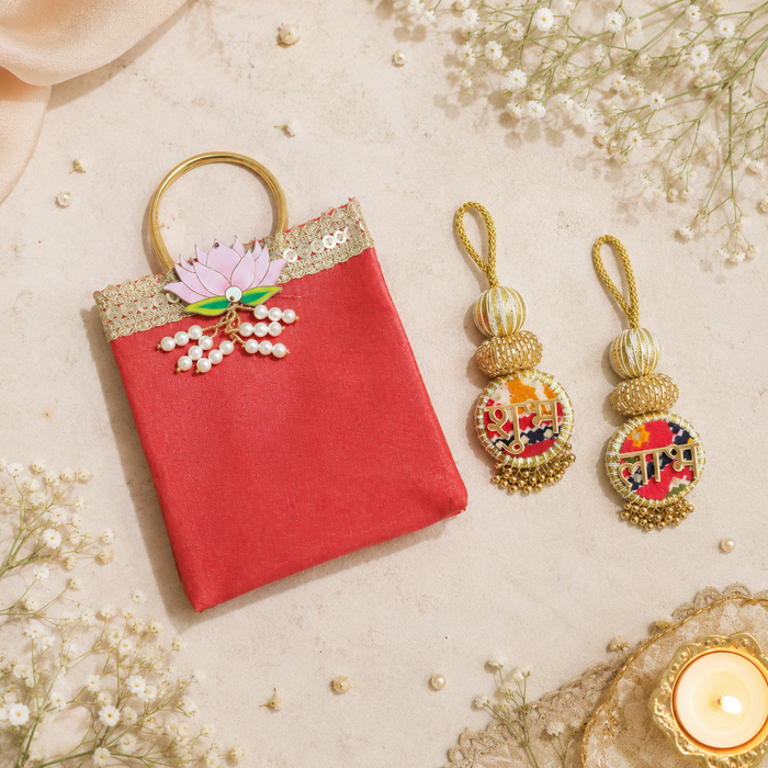CRASTO INDIA HANDCRAFTED FESTIVE SHUBH LABH-GIFT BAG COMBO #7 (PACK OF 5)