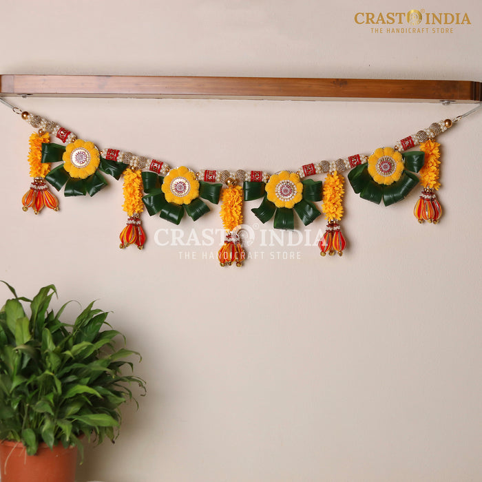 CRASTO INDIA HANDCRAFTED FESTIVE COMBO SET #1 (TORAN, SIDE HANGING, SHUBH LABH AND RANGOLI)