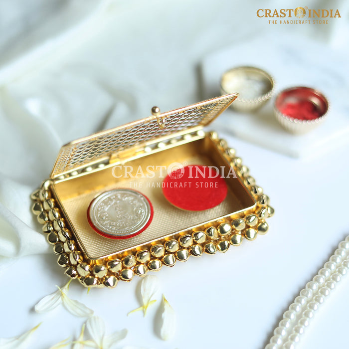 (PACK OF 2 PCS) CRASTO INDIA HANDCRAFTED GHUNGHROO COIN BOX WITH VELVET