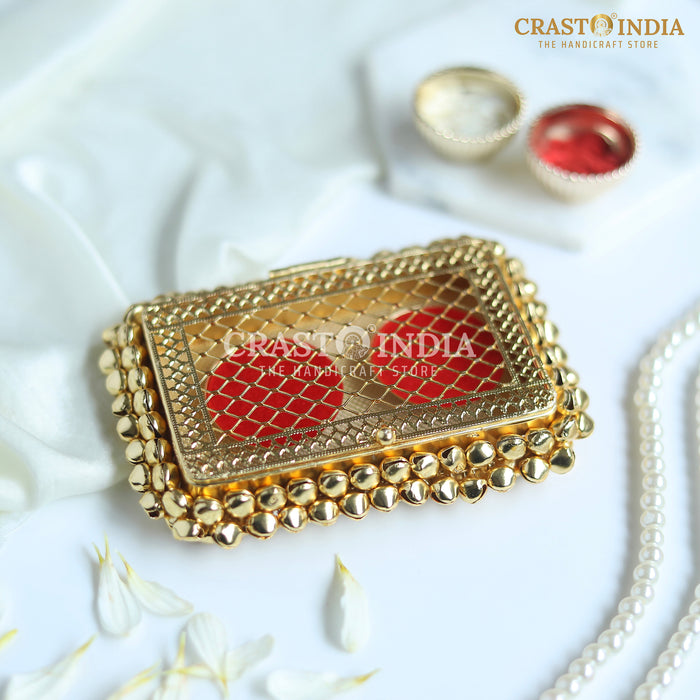 (PACK OF 2 PCS) CRASTO INDIA HANDCRAFTED GHUNGHROO COIN BOX WITH VELVET