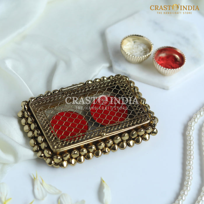 (PACK OF 2 PCS) CRASTO INDIA HANDCRAFTED GHUNGHROO COIN BOX WITH VELVET