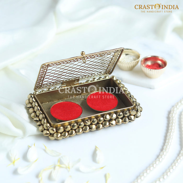 (PACK OF 2 PCS) CRASTO INDIA HANDCRAFTED GHUNGHROO COIN BOX WITH VELVET