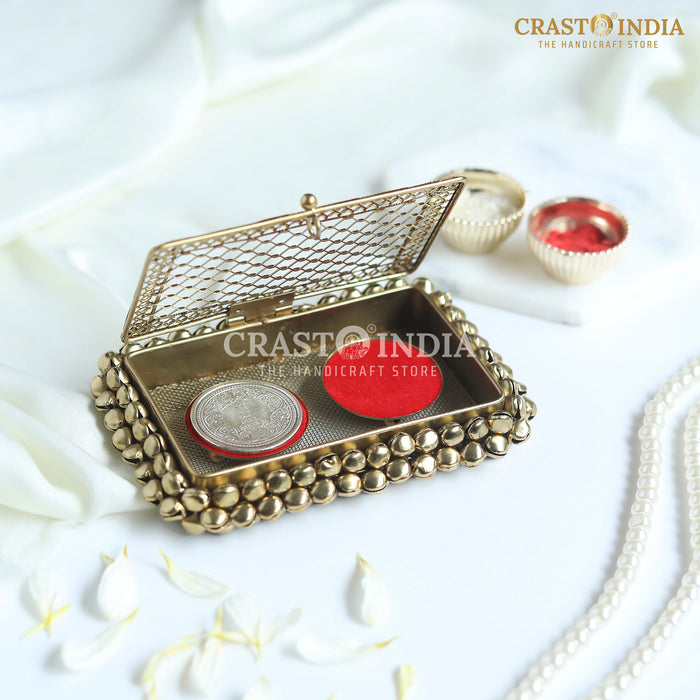 (PACK OF 2 PCS) CRASTO INDIA HANDCRAFTED GHUNGHROO COIN BOX WITH VELVET