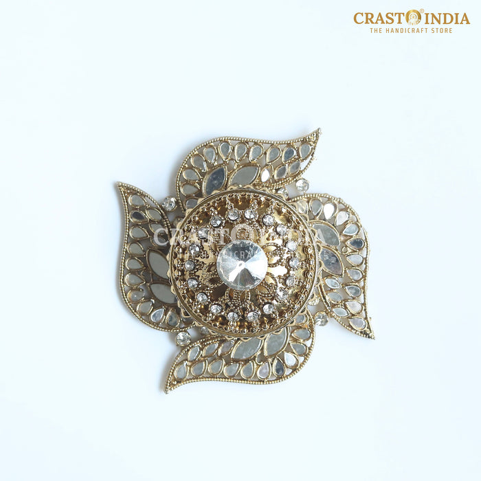 PACK OF 3 PCS - CRASTO INDIA HANDCRAFTED COIN BOX/SINDOOR BOX SWASTIK DABBI IN ANTIQUE GOLD FINISH
