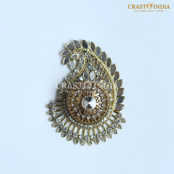PACK OF 2 PCS - CRASTO INDIA HANDCRAFTED COIN BOX/SINDOOR BOX MANGO DABBI IN ANTIQUE GOLD FINISH