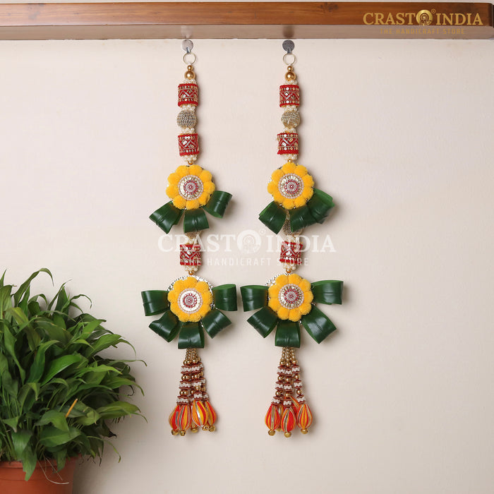 CRASTO INDIA HANDCRAFTED FESTIVE COMBO SET #1 (TORAN, SIDE HANGING, SHUBH LABH AND RANGOLI)