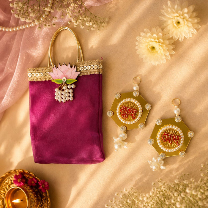 CRASTO INDIA HANDCRAFTED FESTIVE SHUBH LABH-GIFT BAG COMBO #2 (PACK OF 5)