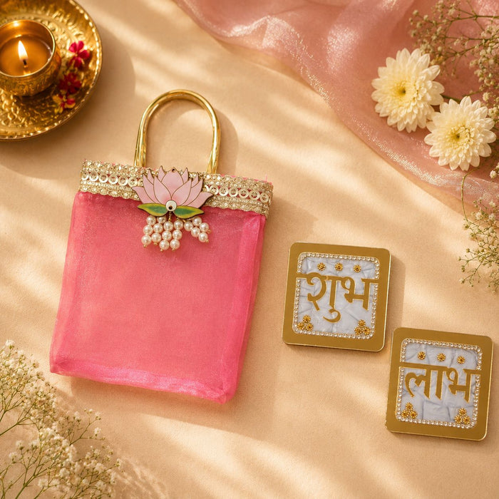 CRASTO INDIA HANDCRAFTED FESTIVE SHUBH LABH-GIFT BAG COMBO #5 (PACK OF 5)