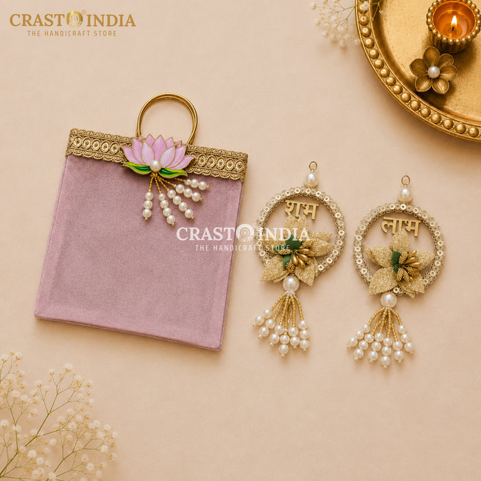 CRASTO INDIA HANDCRAFTED FESTIVE SHUBH LABH-GIFT BAG COMBO #3 (PACK OF 5)