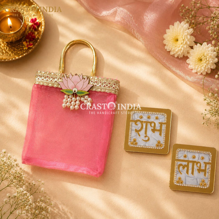 CRASTO INDIA HANDCRAFTED FESTIVE SHUBH LABH-GIFT BAG COMBO #5 (PACK OF 5)