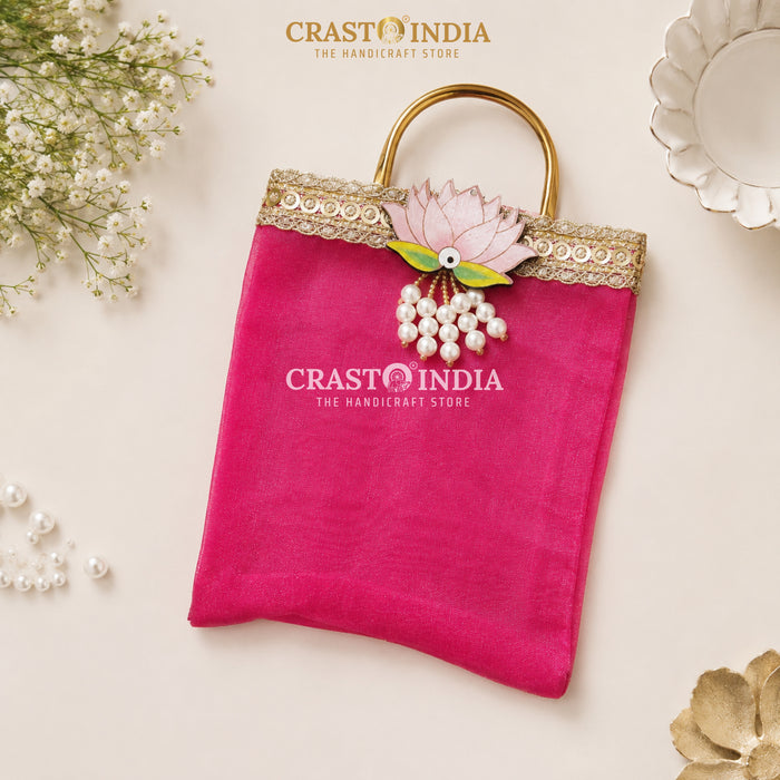CRASTO INDIA HANDCRAFTED LOTUS GIFT BAG - 10x14 CMS (Pack of 10 pcs)
