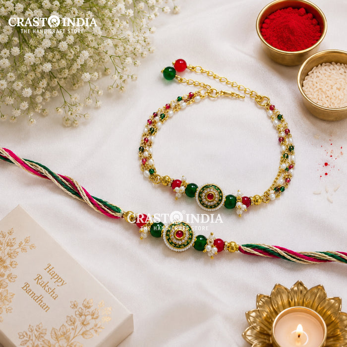 CRASTO INDIA HANDCRAFTED FESTIVE RAKHI-LUMBA JODI COMBO #03