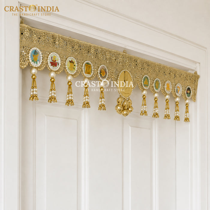 CRASTO INDIA HANDCRAFTED ASHTAMANGAL FESTIVE TORAN #04 (1 PC)