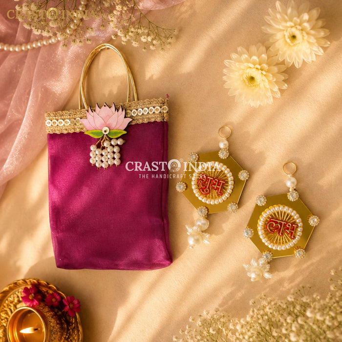 CRASTO INDIA HANDCRAFTED FESTIVE SHUBH LABH-GIFT BAG COMBO #2 (PACK OF 5)