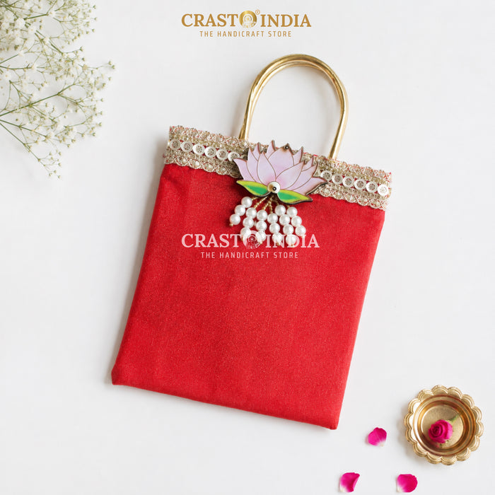 CRASTO INDIA HANDCRAFTED LOTUS GIFT BAG - 10x14 CMS (Pack of 10 pcs)
