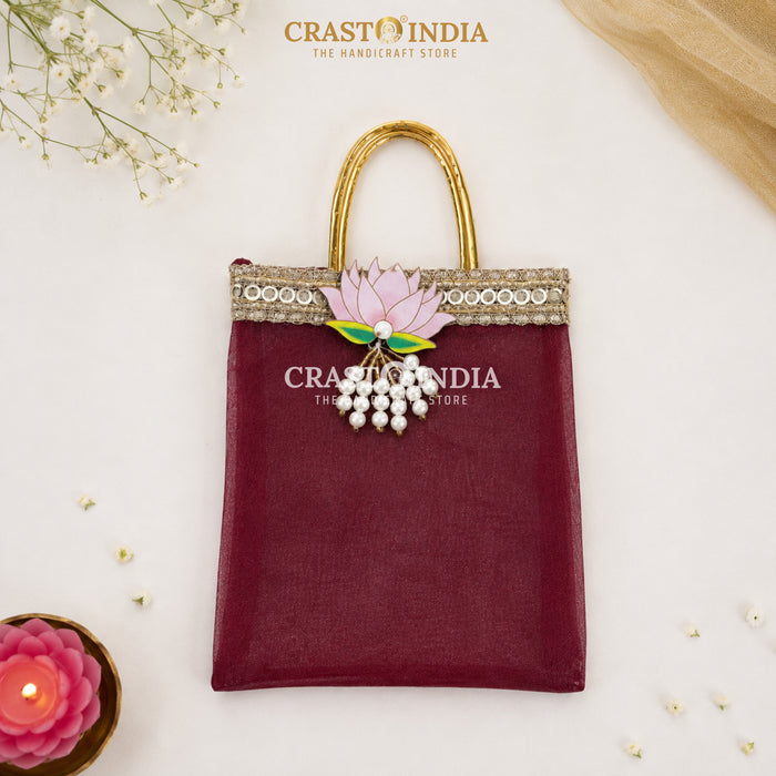 CRASTO INDIA HANDCRAFTED LOTUS GIFT BAG - 10x14 CMS (Pack of 10 pcs)